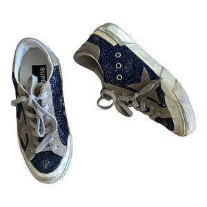 Golden Goose Super-Star in blue glitter with dove gray suede star sz 36